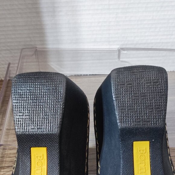 Born Leather Sandals Size 9 Slip On Block Heeled Comfort Dressy Slides Shoes - Picture 15 of 15